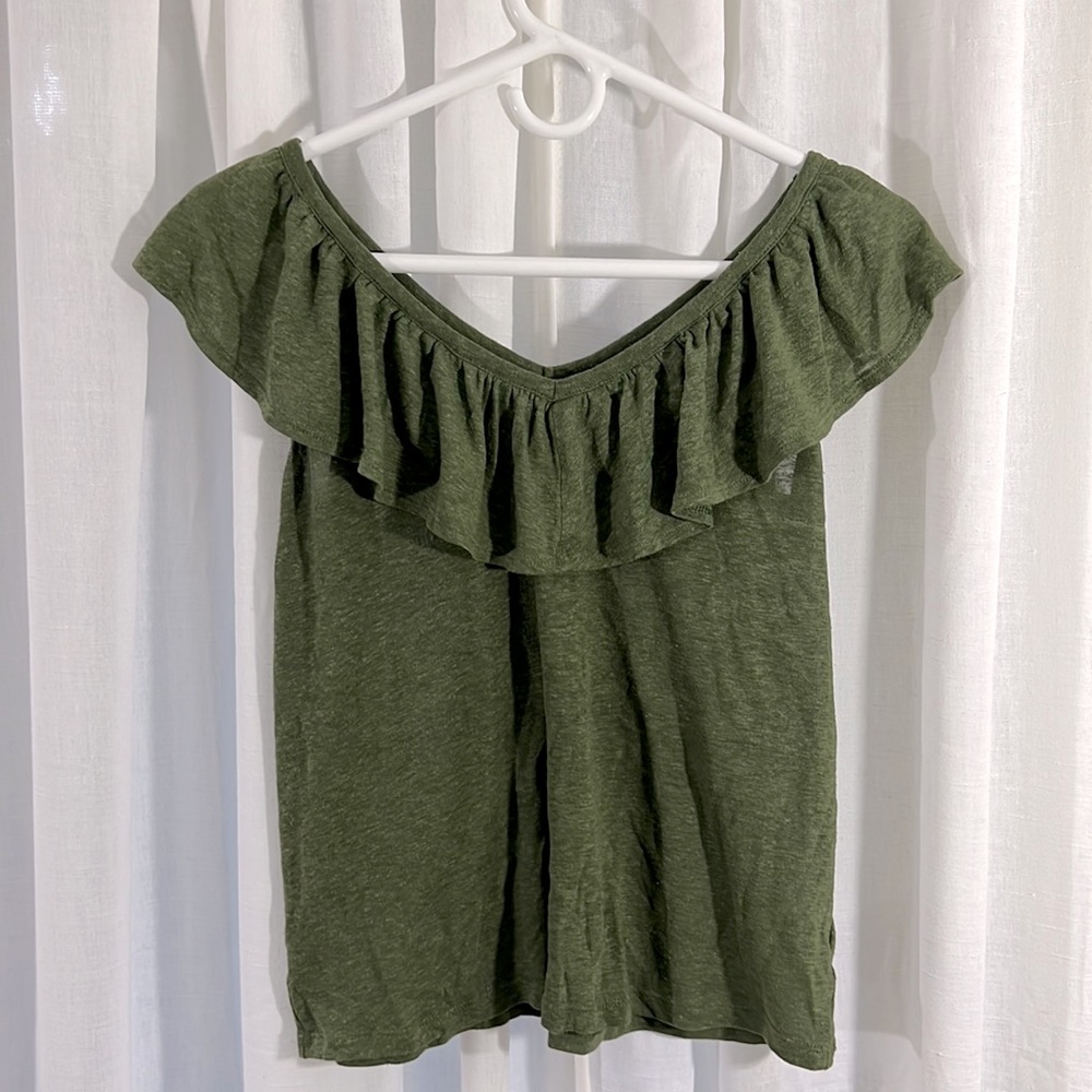 Olive Green Women’s Ruffle Top size XS